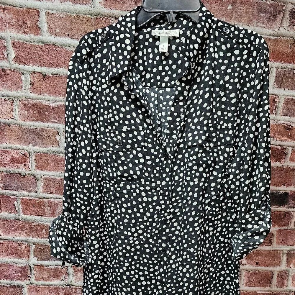 Women's DRESS BARN Polka Dot 3/4 Sleeve Shirt Large